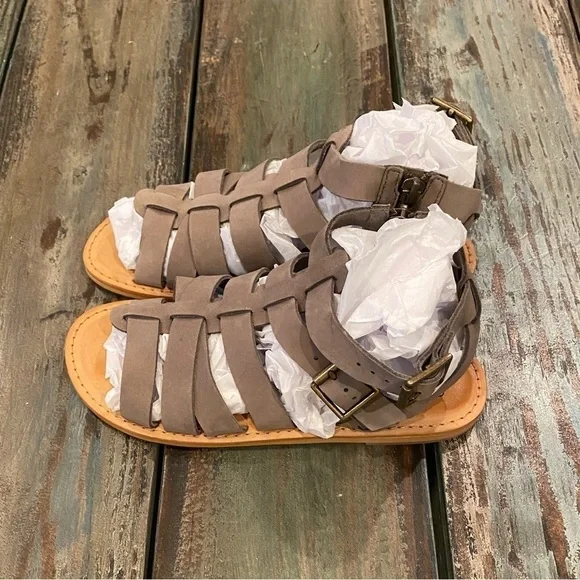 BP. Britt Gladiator Sandal, Taupe Leather, Womens Size 5 Strappy Flats - Picture 9 of 9